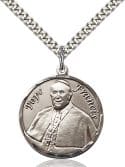 Sterling Silver Pope Francis Round Pendant