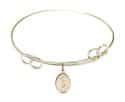 7 1/2 inch Round Double Loop Bangle Bracelet with a St. Rita of Cascia charm.