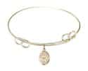 7 1/2 inch Round Double Loop Bangle Bracelet with a St. Julie Billiart charm.