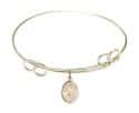 7 1/2 inch Round Double Loop Bangle Bracelet with a Guardian Angel w/Child charm.