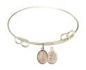 7 1/2 inch Round Double Loop Bangle Bracelet with a St. Sebastian/Golf charm.