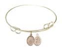 7 1/2 inch Round Double Loop Bangle Bracelet with a St. Sebastian/Ice Hockey charm.