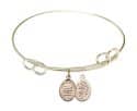 7 1/2 inch Round Double Loop Bangle Bracelet with a St. Sebastian/Swimming charm.