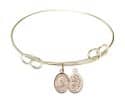 7 1/2 inch Round Double Loop Bangle Bracelet with a St. Sebastian/Skiing charm.