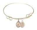 7 1/2 inch Round Double Loop Bangle Bracelet with a St. Sebastian/Surfing charm.