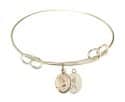 7 1/2 inch Round Double Loop Bangle Bracelet with a St. Rita / Baseball charm.