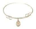 7 1/2 inch Round Double Loop Bangle Bracelet with a St. Anastasia charm.