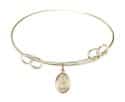 7 1/2 inch Round Double Loop Bangle Bracelet with a St. Rachel charm.