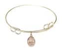 7 1/2 inch Round Double Loop Bangle Bracelet with a St. Rosalia charm.