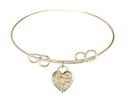 8 inch Round Double Loop Bangle Bracelet with a Guardian Angel Heart charm.