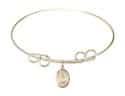 8 inch Round Double Loop Bangle Bracelet with a St. Lawrence charm.