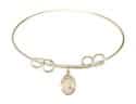 8 inch Round Double Loop Bangle Bracelet with a St. Raphael the Archangel charm.