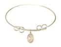 8 inch Round Double Loop Bangle Bracelet with a St. Rose of Lima charm.