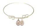 8 inch Round Double Loop Bangle Bracelet with a St. Sebastian/Swimming charm.