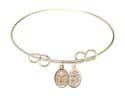 8 inch Round Double Loop Bangle Bracelet with a St. Sebastian/Cheerleading charm.