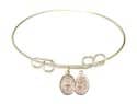 8 inch Round Double Loop Bangle Bracelet with a St. Sebastian/Dance charm.