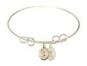 8 inch Round Double Loop Bangle Bracelet with a St. Rita / Baseball charm.