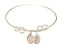 8 inch Round Double Loop Bangle Bracelet with a St. Sebastian / Volleyball charm.