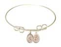 8 inch Round Double Loop Bangle Bracelet with a St. Sebastian / Rugby charm.