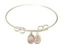 8 inch Round Double Loop Bangle Bracelet with a St. Sebastian / Fishing charm.