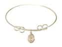 8 inch Round Double Loop Bangle Bracelet with a St. Anastasia charm.