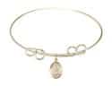 8 inch Round Double Loop Bangle Bracelet with a St. Rachel charm.