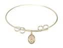8 inch Round Double Loop Bangle Bracelet with a St. Julia Billiart charm.