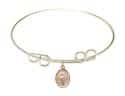 8 inch Round Double Loop Bangle Bracelet with a St. Ronan charm.