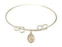 8 inch Round Double Loop Bangle Bracelet with a St. Regina charm.