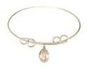 8 inch Round Double Loop Bangle Bracelet with a St. Seraphina charm.