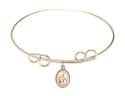 8 inch Round Double Loop Bangle Bracelet with a St. Margaret of Scotland charm.
