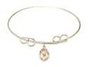 8 inch Round Double Loop Bangle Bracelet with a St. Peter Claver charm.