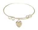 8 1/2 inch Round Double Loop Bangle Bracelet with a Guardian Angel Heart charm.