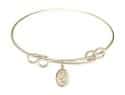 8 1/2 inch Round Double Loop Bangle Bracelet with a St. Scholastica charm.