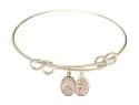 8 1/2 inch Round Double Loop Bangle Bracelet with a St. Sebastian/Baseball charm.