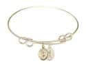 8 1/2 inch Round Double Loop Bangle Bracelet with a St. Rita / Baseball charm.