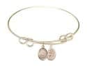 8 1/2 inch Round Double Loop Bangle Bracelet with a St. Sebastian / Fishing charm.