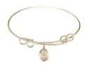 8 1/2 inch Round Double Loop Bangle Bracelet with a St. Rachel charm.