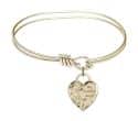 5 3/4 inch Oval Eye Hook Bangle Bracelet with a Guardian Angel Heart charm.