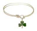 5 3/4 inch Oval Eye Hook Bangle Bracelet with a Shamrock charm.