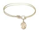5 3/4 inch Oval Eye Hook Bangle Bracelet with a St. Clare of Assisi charm.