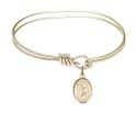 5 3/4 inch Oval Eye Hook Bangle Bracelet with a St. Rita of Cascia charm.