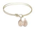 5 3/4 inch Oval Eye Hook Bangle Bracelet with a St. Sebastian / Volleyball charm.