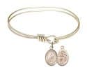 5 3/4 inch Oval Eye Hook Bangle Bracelet with a St. Sebastian / Rodeo charm.