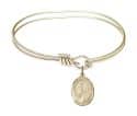 5 3/4 inch Oval Eye Hook Bangle Bracelet with a St. Finnian of Clonard charm.