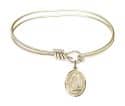 5 3/4 inch Oval Eye Hook Bangle Bracelet with a St. Edburga of Winchester charm.