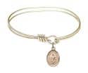 5 3/4 inch Oval Eye Hook Bangle Bracelet with a St. Clement charm.