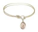 5 3/4 inch Oval Eye Hook Bangle Bracelet with a St. Eustachius charm.