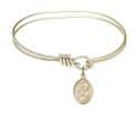 5 3/4 inch Oval Eye Hook Bangle Bracelet with a St. Edwin charm.