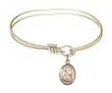 5 3/4 inch Oval Eye Hook Bangle Bracelet with a St. Fina charm.